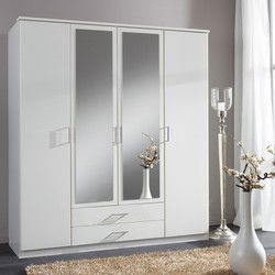 Kast 2 deuren 2 spiegeldeuren en 2 laden - L179 cm