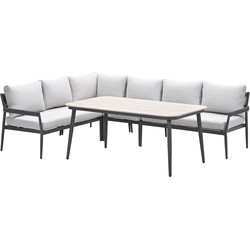 Barcelona lounge-diningset -5-dlg. - c. black -dark grey - valley sand