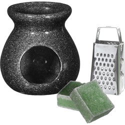 Ideas4seasons Amberblokjes/geurblokjes cadeauset - dennen - inclusief geurbrander en mini rasp - Geurbranders