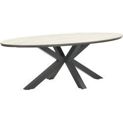 Edison tafel - ovaal - 220x115 cm - carbon black -light teak Vironwood