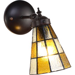 LumiLamp Wandlamp Tiffany  17x12x23 cm  Bruin Glas Metaal Muurlamp