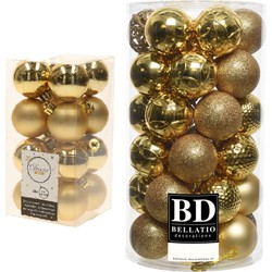 Kerstversiering kunststof kerstballen goud 4-6 cm pakket van 53x stuks - Kerstbal