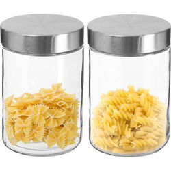Secret de Gourmet Voorraadbus/voorraadpot - 2x - 1,2L - glas/RVS - Voorraadpot