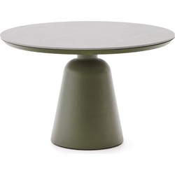 Kave Home - Tuintafel Tudons van aluminium met een groen tafelblad van keramiek Ø120 cm
