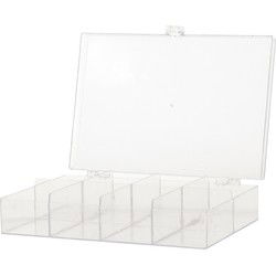 Gerimport koffertje/opbergdoos/sorteerbox - 8-vaks - transparant - Opbergbox