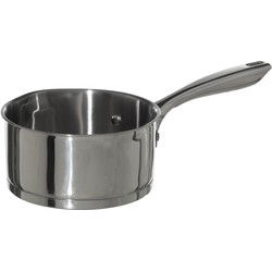 PFAS Vrij RVS Dubbelwandige Steelpan 16 cm doorsnede  - 1 liter - Zilver