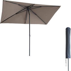 Kopu® Leon Parasol Rechthoek 150x250cm met Hoes - Hoogteverstelbaar - Taupe