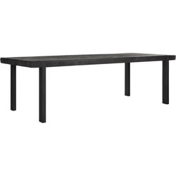 DTP Home Dining table Beam BLACK,78x250x100 cm, 8 cm recycled teakwood top