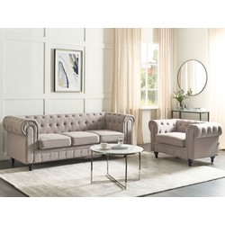 Beliani CHESTERFIELD - Zitgroep-Beige-Polyester