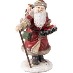 Clayre & Eef Kerstdecoratie Beeld Kerstman 20 cm Rood Polyresin Kerstfiguren