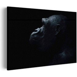 Muurwerken Akoestisch Schilderij - De Aap Zwart Wit - Geluidsdempend Wandpaneel - Wanddecoratie - Geluidsisolatie - PRO (AW 0.90) XL (120x86)