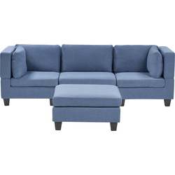 UNSTAD - Driezitsbank met ottomaan - Blauw - Polyester