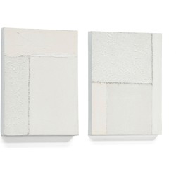 Kave Home - Set Pineda van 2 witte abstracte doeken 30 x 40 cm