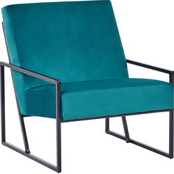 Beliani DELARY - Fauteuil-Blauw-Fluweel