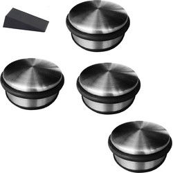 4x RVS deurstop rond 4,5 x 11 cm + deurwig - Deurstoppers