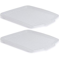 Whitefurze Afdruipmat/Droogmat - 2x - transparant - kunststof - 45x38 - Afdruiprekken