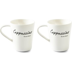 Riviera Maison Classic Cappuccino Mug - Cappuccino Kopjes - Porselein Mokken set van 2 - 200 ml