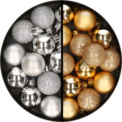 34x stuks kunststof kerstballen zilver en goud 3 cm - Kerstbal