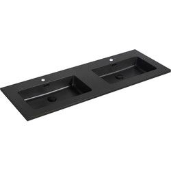 Badplaats Wastafel Angela 140 x 48 cm - Zwart - Dubbele Wasbak voor Wastafelkast