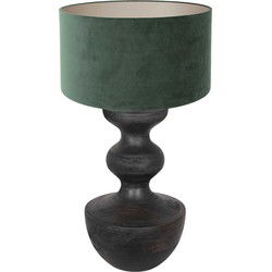 Anne Lighting - tafellamp - Lyons - zwart - hout velours stof - Ø 40cm - E27 - 3480ZW