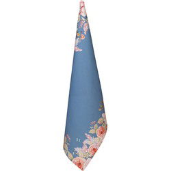 Clayre & Eef Theedoek Blauw Katoen Bloemen