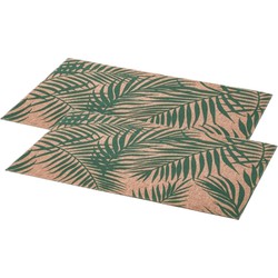 Set van 12x stuks rechthoekige placemats Palm groen linnen mix 45 x 30 cm - Placemats