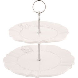 Clayre & Eef Etagère 2 laags Beige Keramiek