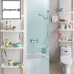 Decopatent® Telescopische 4 laags Opbergrek voor boven Toilet - Hoogte Uitschuifbaar 105 - 275 Cm - Wc Ombouw kast - Toilet rek