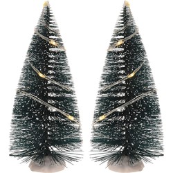 Kerstdorp maken 8x bomen 15 cm met LED lampjes - Kerstdorpen
