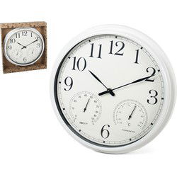 Gerimport Wandklok 33 x 4,5 Cm Wit met vochtigheid en thermometer