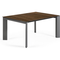 Kave Home - Axis uitschuifbare tafel van porselein en stalen poten in donkergrijs, 160 (220) cm