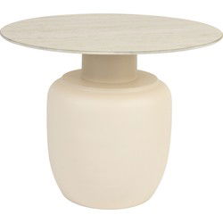 Bijzettafel Rond - Beige Keramiek - 60x60x47cm - Karula