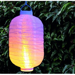 Solar lampion met vlameffect wit 20x30 cm - Anna's Collection