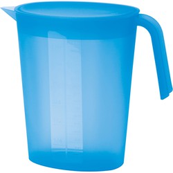 Juypal Schenkkan/waterkan - blauw - 1,75 liter - kunststof - L22 x H20 cm - met deksel - Schenkkannen