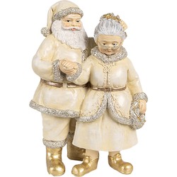 Clayre & Eef Kerstdecoratie Beeld Kerstman 11x8x16 cm Beige Kunststof