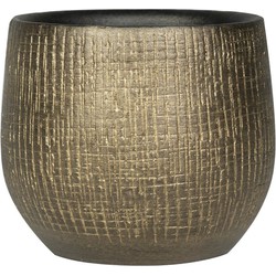 Steege Plantenpot - keramiek - goud - metaal look - 15 x 13 cm - Plantenpotten