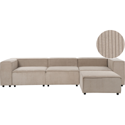APRICA - Driezitsbank met ottomaan - Lichtbruin - Corduroy