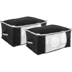 Opberghoes/beschermhoes voor dekbedden/kussens - 3x - zwart/grijs - 60 x 45 x 30 cm - Opberghoezen