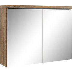 Badplaats Badkamerkast Paso 80 x 20 x 60 cm - Bruin Eiken - Spiegelkast Badkamer