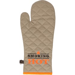 BBQ handschoenen - hittebestendig tot 250 graden - lichtgrijs/oranje - katoen - ovenwanten - Barbecuegereedschapset