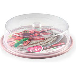 PlasticForte Taart bewaardoos - rond - gebak plateau - roze - 32x9,5cm - Taartplateaus