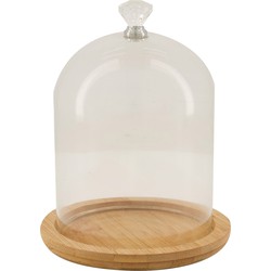 Dijk Natural Collections stolp - glas - houten bruin plateau - D12 x H16,3 cm - Decoratieve stolpen