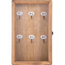 Clayre & Eef Sleutelkastje  24x7x38 cm Bruin Hout Glas Rechthoek Sleutelhouder