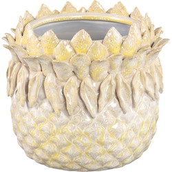 PTMD Tamiah Yellow ceramic pineapple shaped pot low M