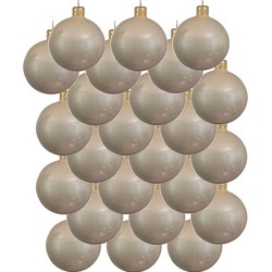 24x Glazen kerstballen glans licht parel/champagne 6 cm kerstboom versiering/decoratie - Kerstbal