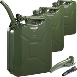 Metalen jerrycan 20L incl. schenktuit , set van 3