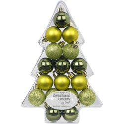 Inge Christmas Kerstballen - klein - 17x - groen - D3 cm - kunststof - Kerstbal