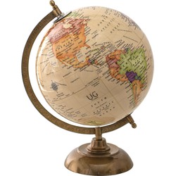 Clayre & Eef Wereldbol  22x30 cm Beige Hout Metaal Globe