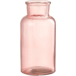 Vaas | Glas | Roze | 8x8x (h)16 Cm