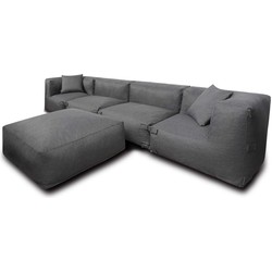 Feel Furniture - Binnen & Buiten bank - Odin - 4 Persoonsbank - Grijs - Met Hocker